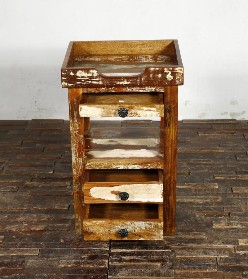 SOLID RECLAIMED TEAK WOOD 3 DRAWER END TABLE / NIGHT STAND