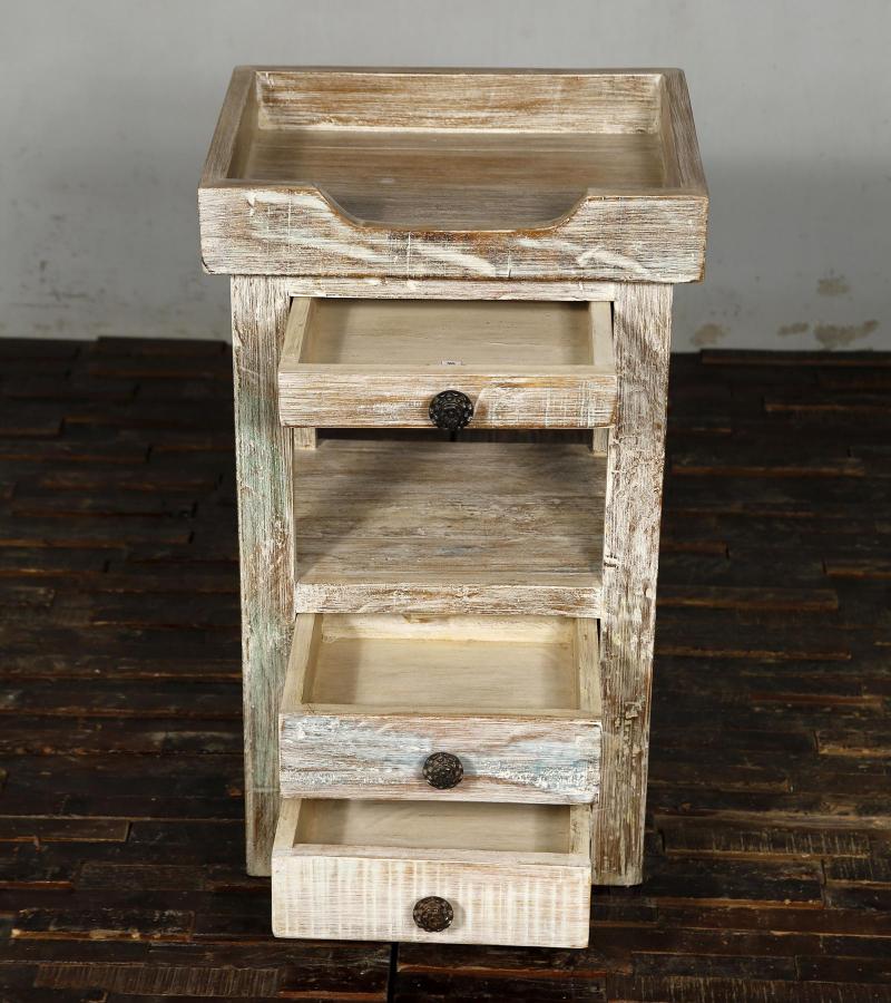 SOLID RECLAIMED TEAK WOOD 3 DRAWER END TABLE / NIGHT STAND