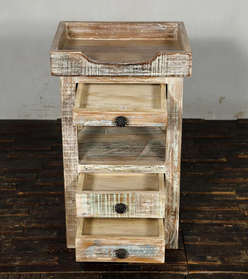 SOLID RECLAIMED TEAK WOOD 3 DRAWER END TABLE / NIGHT STAND