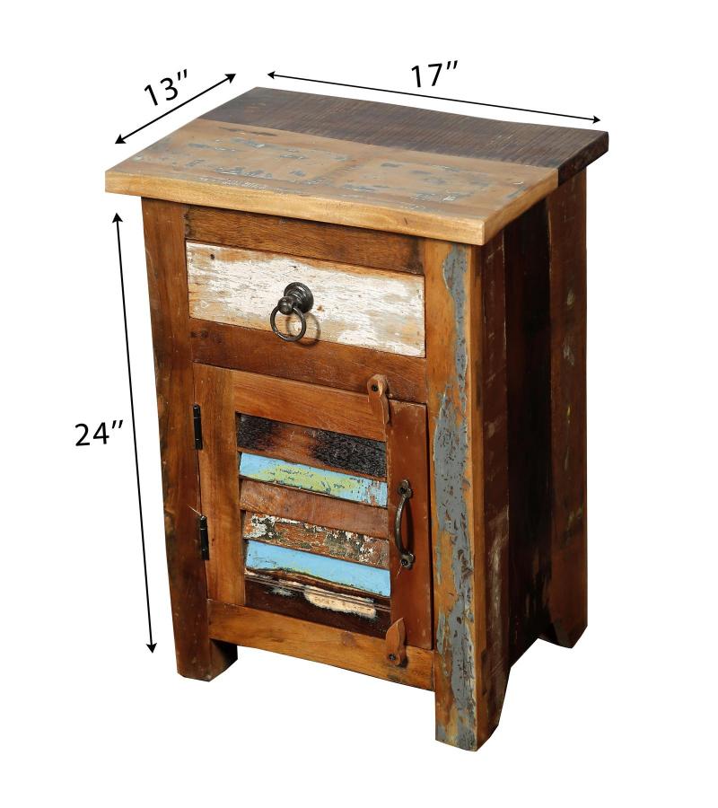SOLID RECLAIMED TEAK WOOD END TABLE NIGHTSTAND