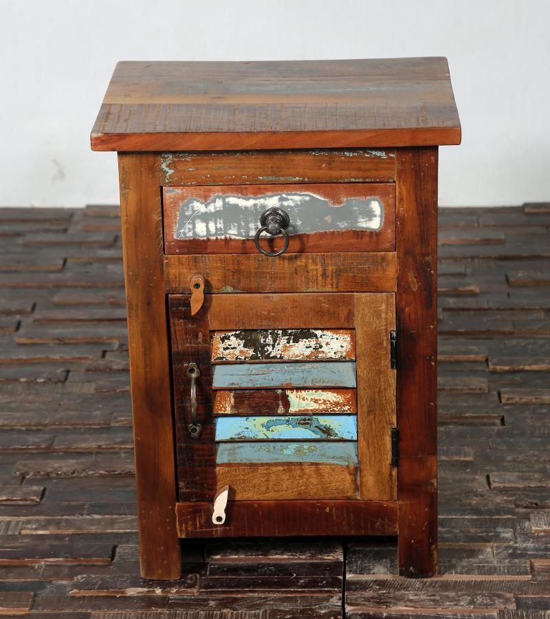 SOLID RECLAIMED TEAK WOOD END TABLE NIGHTSTAND