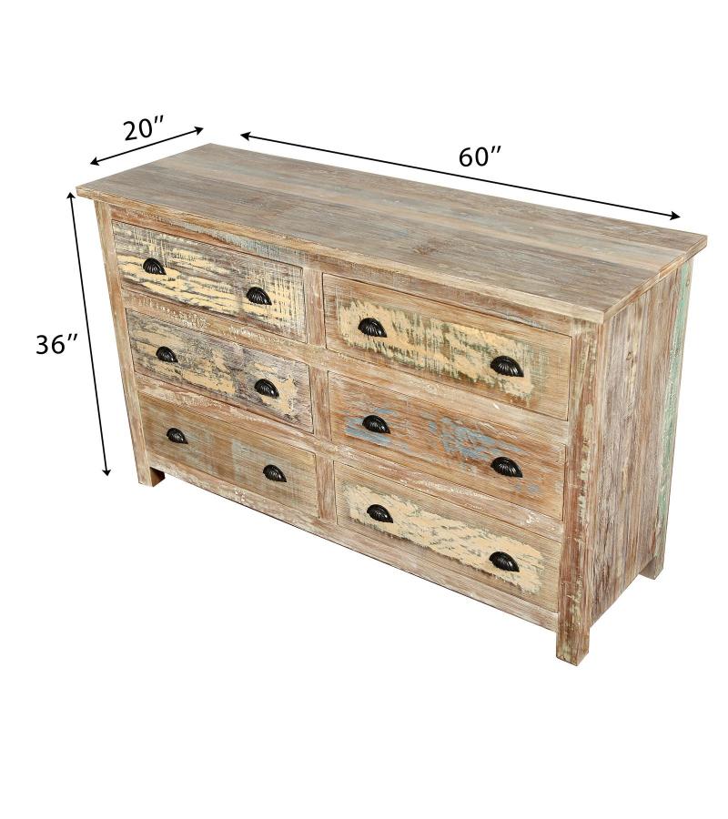 SOLID RECLAIMED TEAK WOOD 6 DRAWER BUREAU DRESSER SIDEBOARD