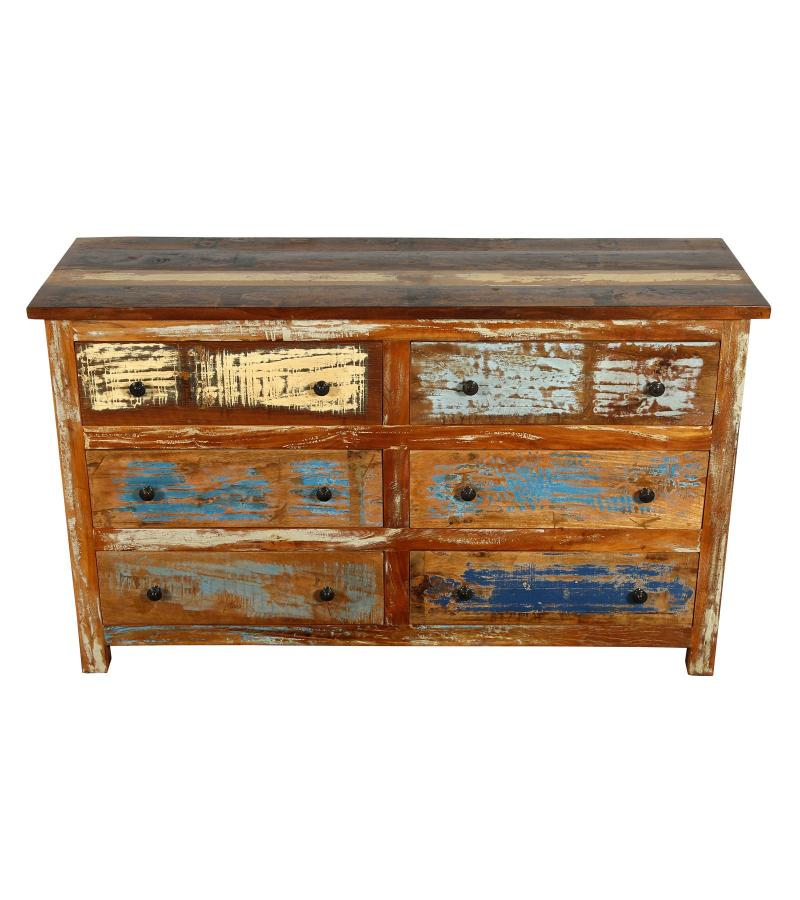 SOLID RECLAIMED TEAK WOOD 6 DRAWER BUREAU DRESSER SIDEBOARD