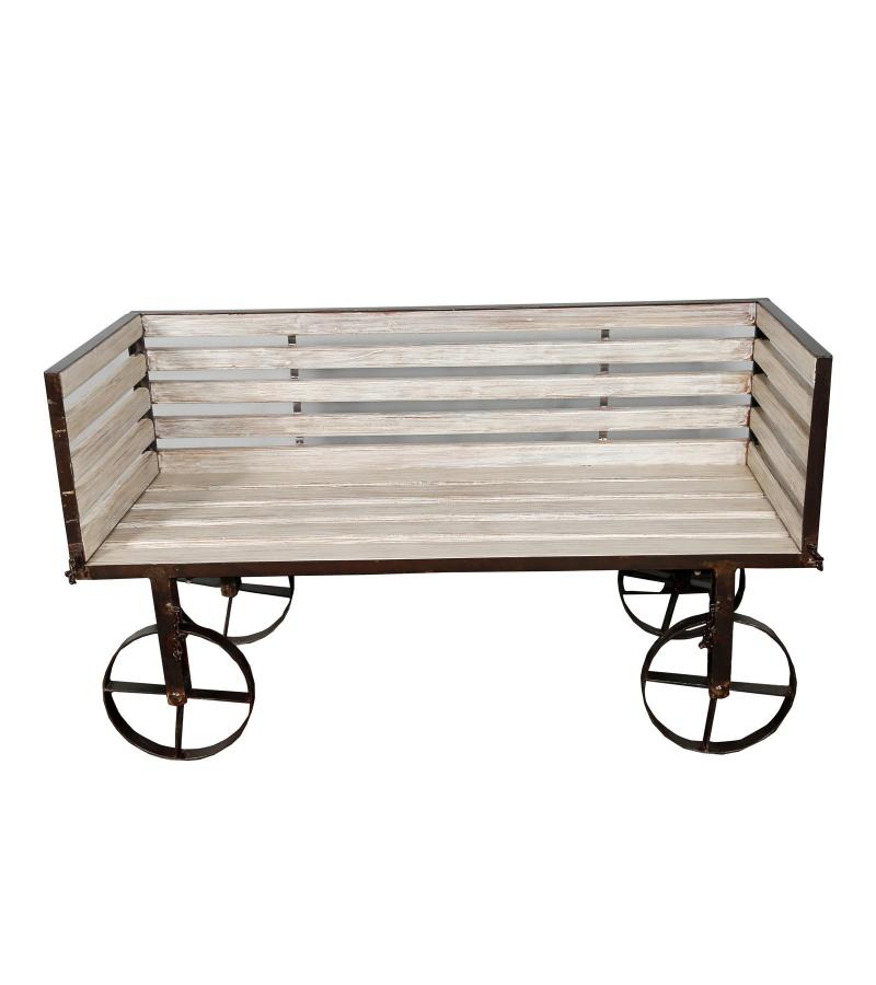 SOLID RECLAIMED TEAK WOOD BENCH W/ CASTERS