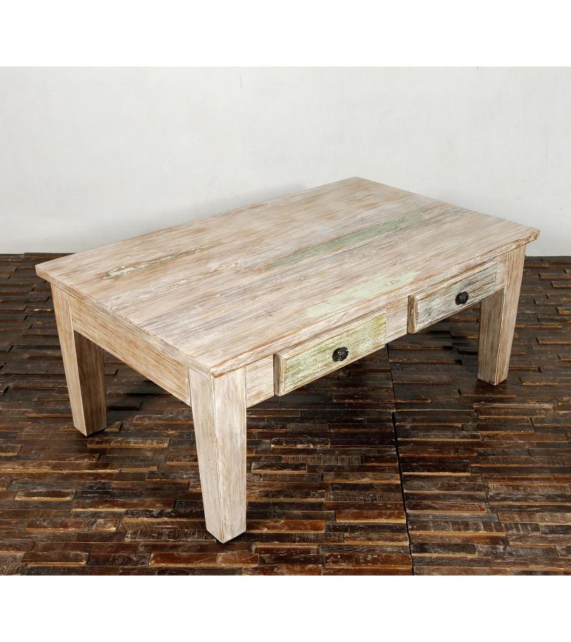 SOLID RECLAIMED TEAK WOOD COFFEE TABLE W/ DRAWERS