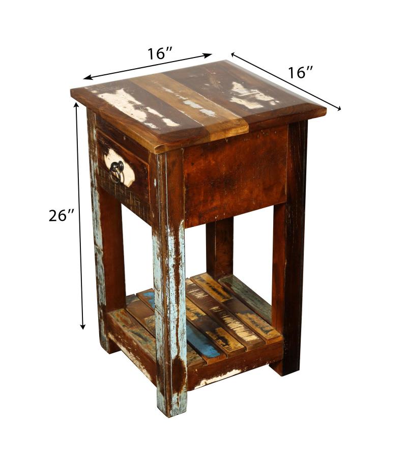 SOLID RECLAIMED TEAK WOOD SIDETABLE END TABLE