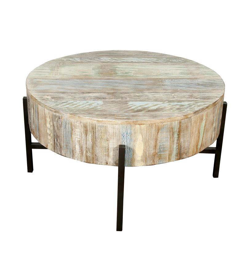 SOLID RECLAIMED TEAK WOOD COFFEE TABLE W/ METAL BASE