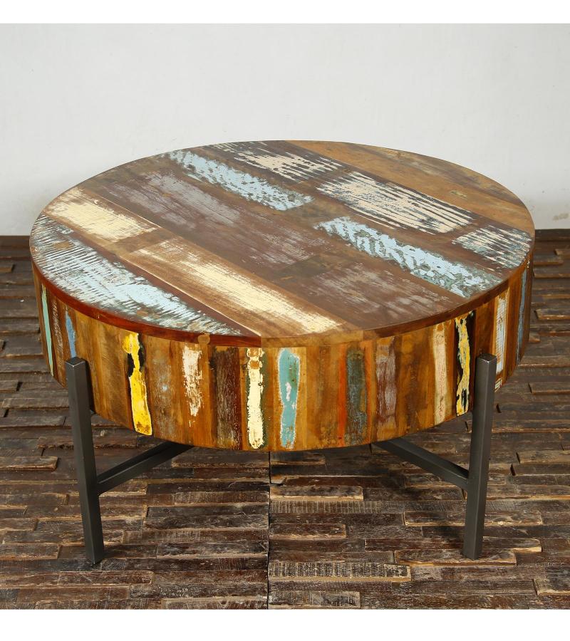 SOLID RECLAIMED TEAK WOOD COFFEE TABLE W/ METAL BASE