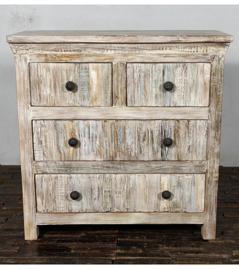 SOLID RECLAIMED TEAK WOOD 4 DRAWER DRESSER CHEST BUREAU SIDEBOARD