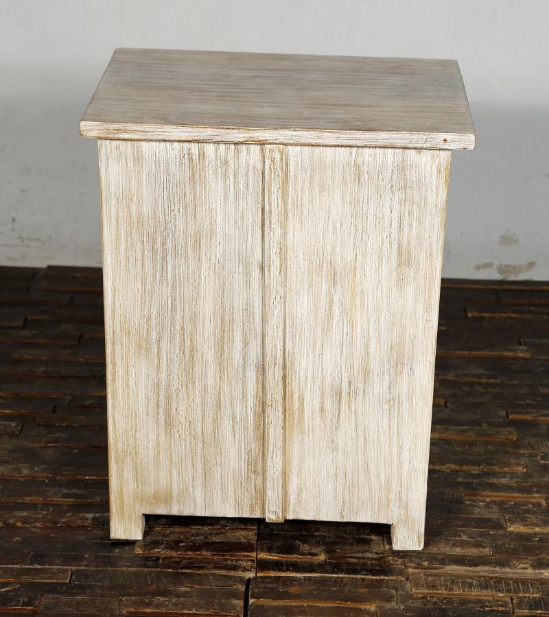 SOLID RECLAIMED TEAK WOOD W/ CARVED FISH END TABLE / NIGHTSTAND