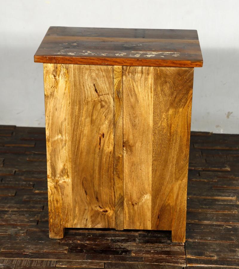 SOLID RECLAIMED TEAK WOOD W/ CARVED FISH END TABLE / NIGHTSTAND