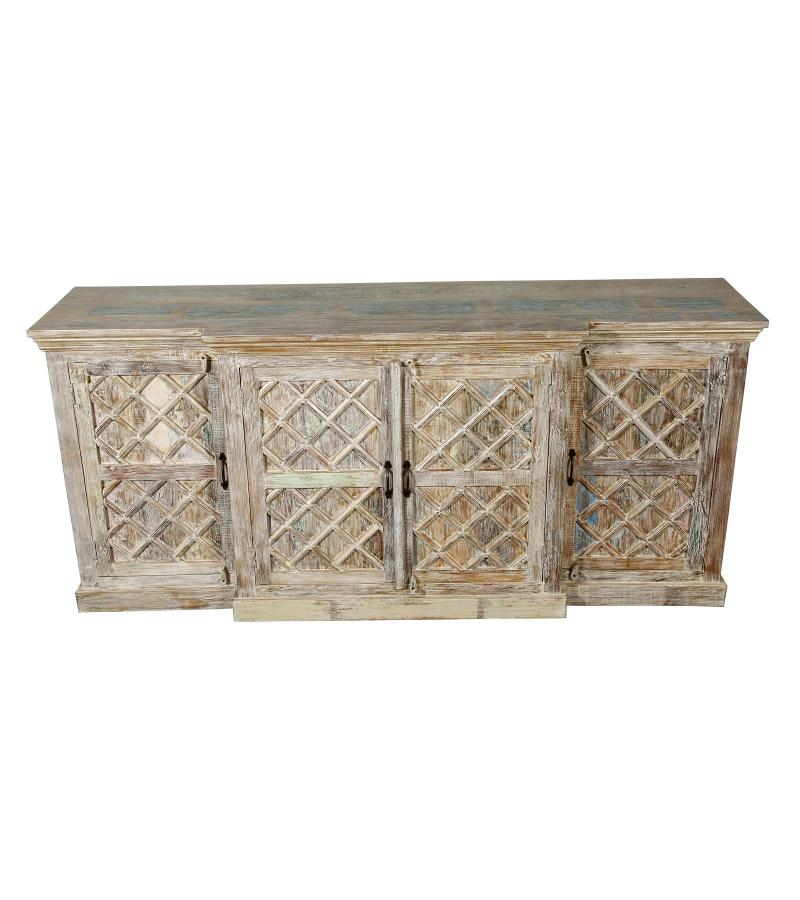 HAND CARVED SOLID RECLAIMED TEAK SIDEBOARD 4 DOORS