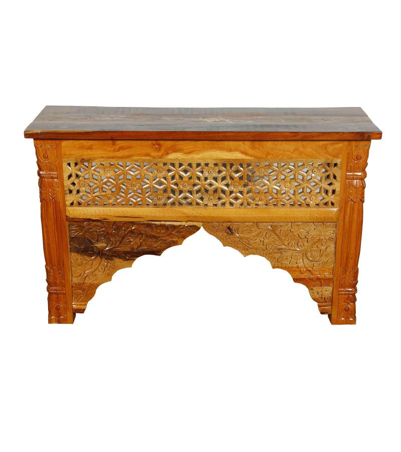 HAND CARVED SOLID WOOD CONSOLE