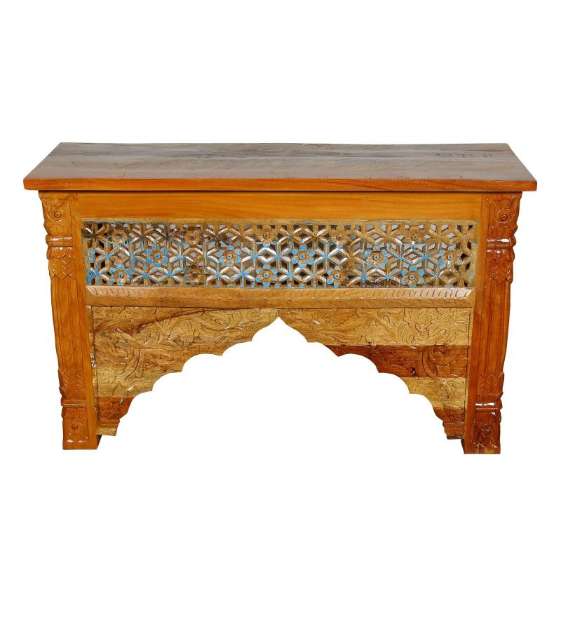 HAND CARVED SOLID RECLAIMED TEAK WOOD CONSOLE