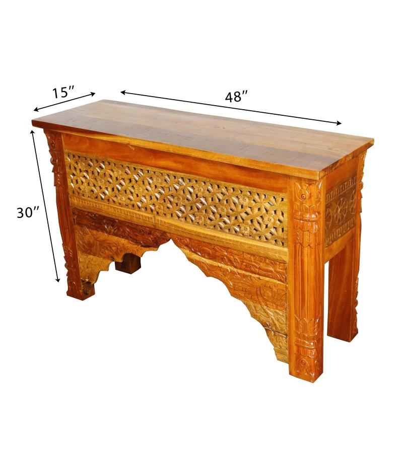 HAND CARVED SOLID WOOD CONSOLE 