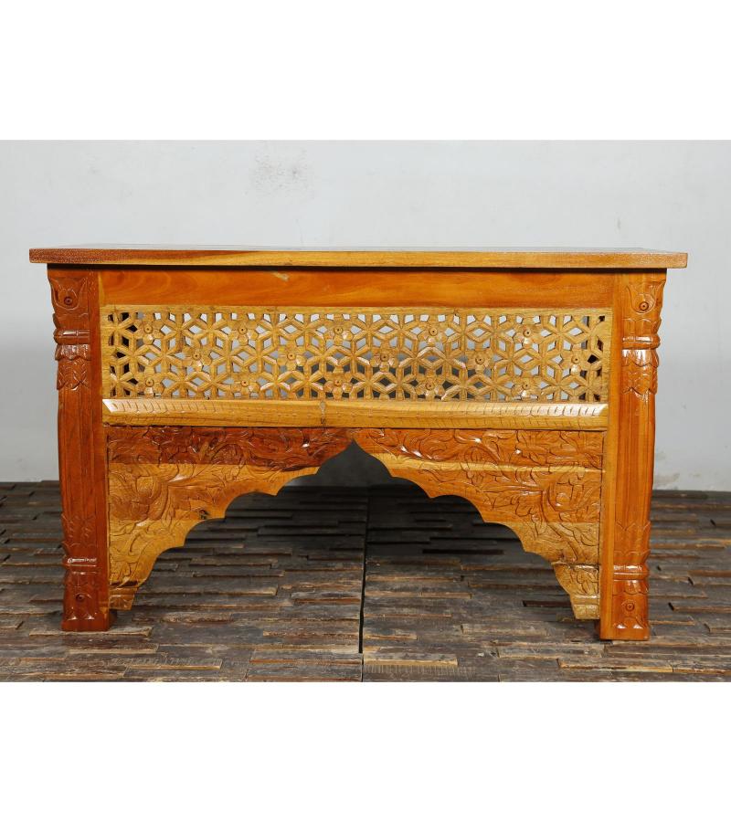 HAND CARVED SOLID WOOD CONSOLE 