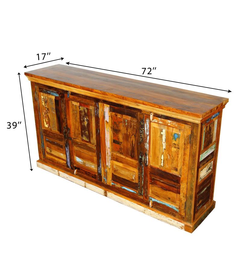 SOLID RECLAIMED TEAK WOOD SIDEBOARD 4 DOORS