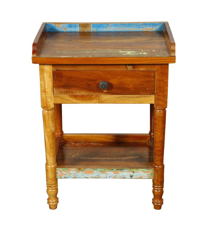 SOLID RECLAIMED TEAK WOOD END TABLE / NIGHTSTAND