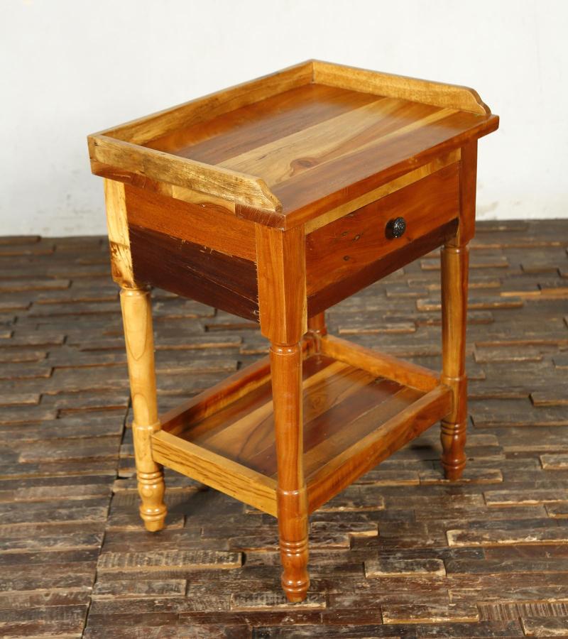 SOLID RECLAIMED TEAK WOOD END TABLE / NIGHTSTAND