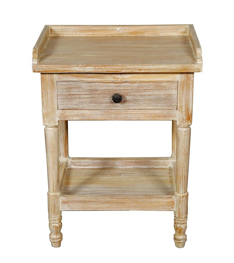 SOLID RECLAIMED TEAK WOOD END TABLE W/ DRAWER