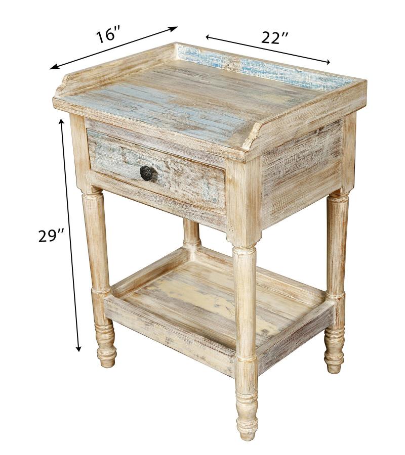 SOLID RECLAIMED TEAK WOOD END TABLE / NIGHTSTAND