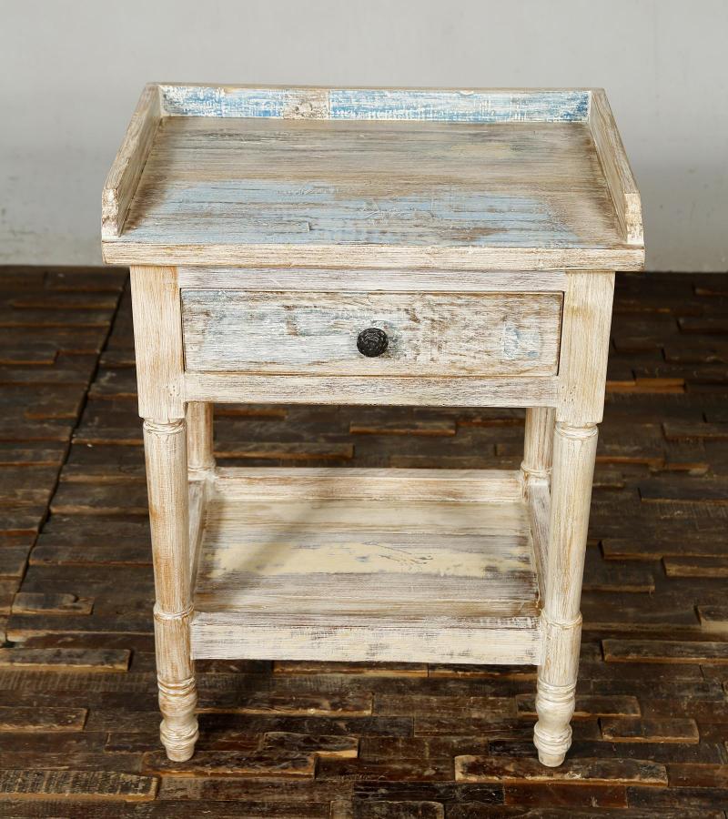 SOLID RECLAIMED TEAK WOOD END TABLE / NIGHTSTAND