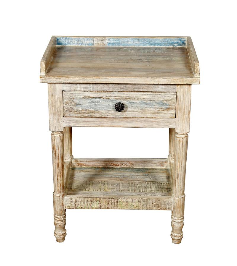SOLID RECLAIMED TEAK WOOD END TABLE / NIGHTSTAND