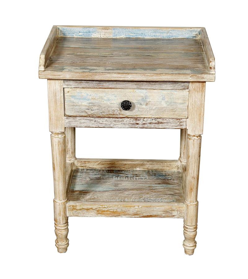 SOLID RECLAIMED TEAK WOOD END TABLE / NIGHTSTAND