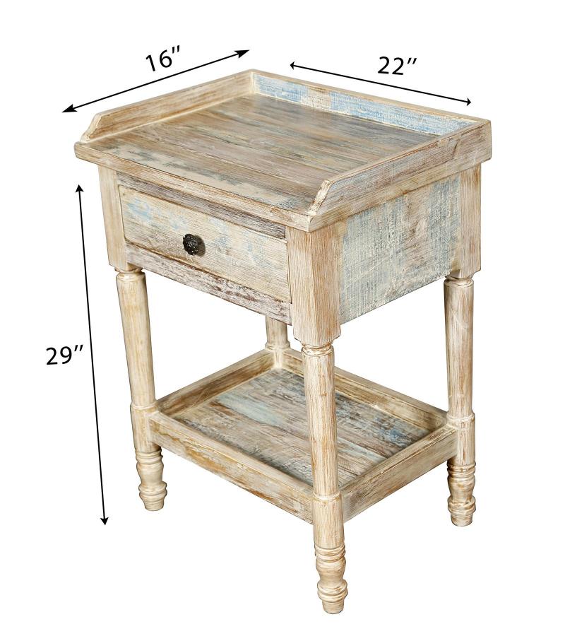 SOLID RECLAIMED TEAK WOOD END TABLE / NIGHTSTAND