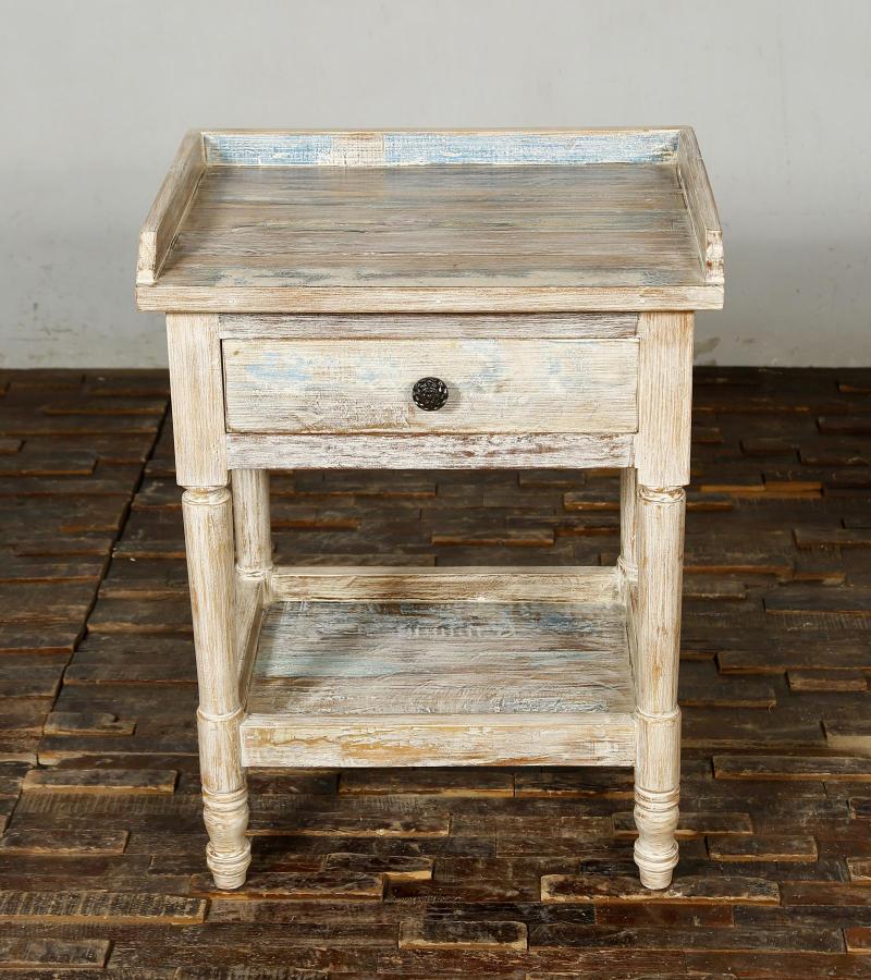 SOLID RECLAIMED TEAK WOOD END TABLE / NIGHTSTAND
