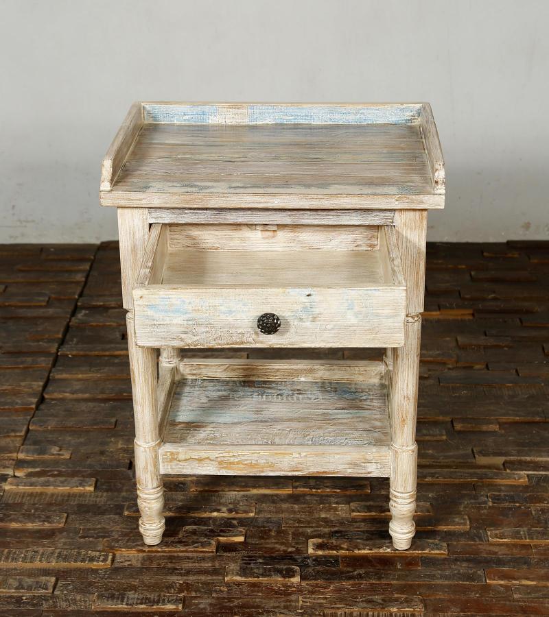SOLID RECLAIMED TEAK WOOD END TABLE / NIGHTSTAND