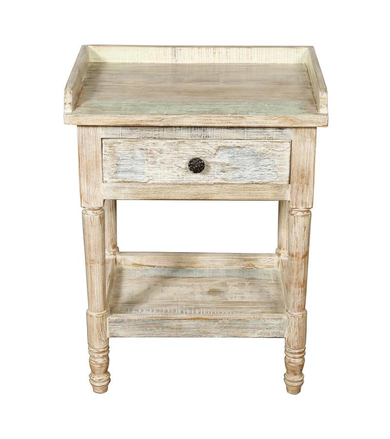 SOLID RECLAIMED TEAK WOOD END TABLE / NIGHTSTAND