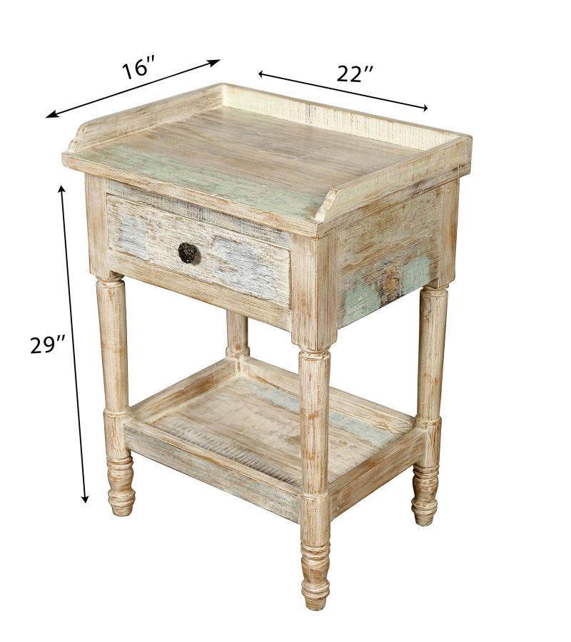 SOLID RECLAIMED TEAK WOOD END TABLE / NIGHTSTAND