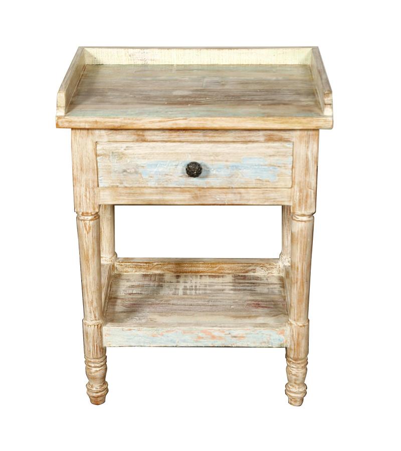SOLID RECLAIMED TEAK WOOD END TABLE / NIGHTSTAND