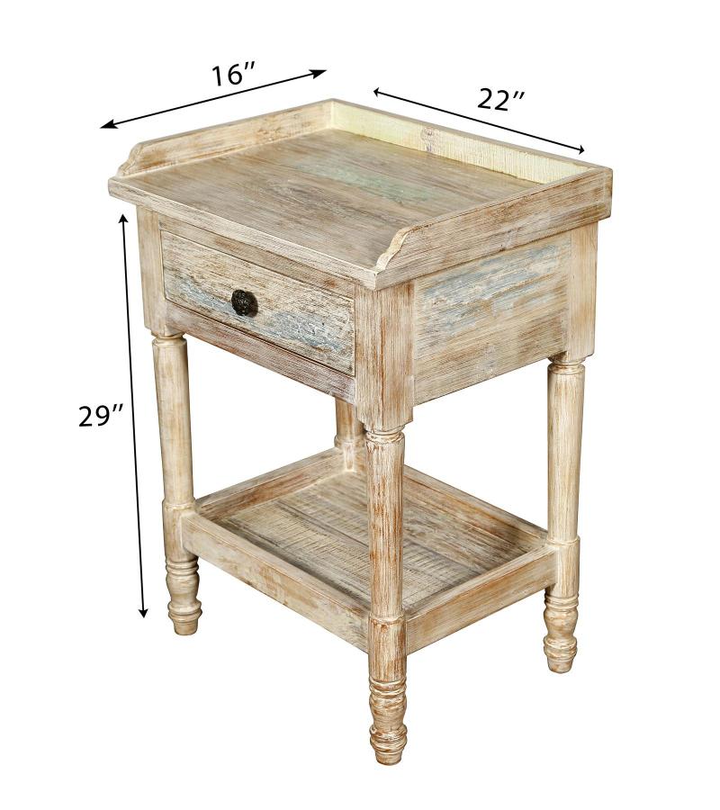 SOLID RECLAIMED TEAK WOOD END TABLE / NIGHTSTAND