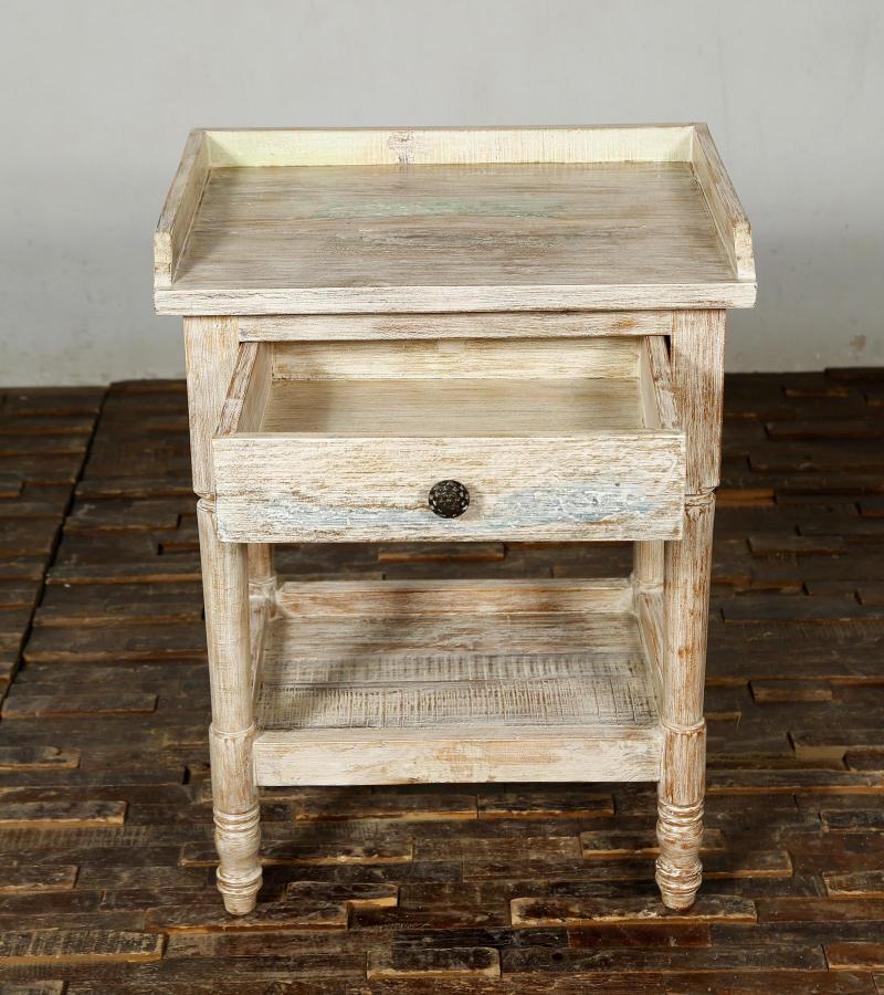 SOLID RECLAIMED TEAK WOOD END TABLE / NIGHTSTAND