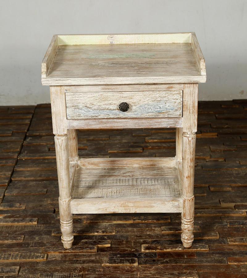 SOLID RECLAIMED TEAK WOOD END TABLE / NIGHTSTAND