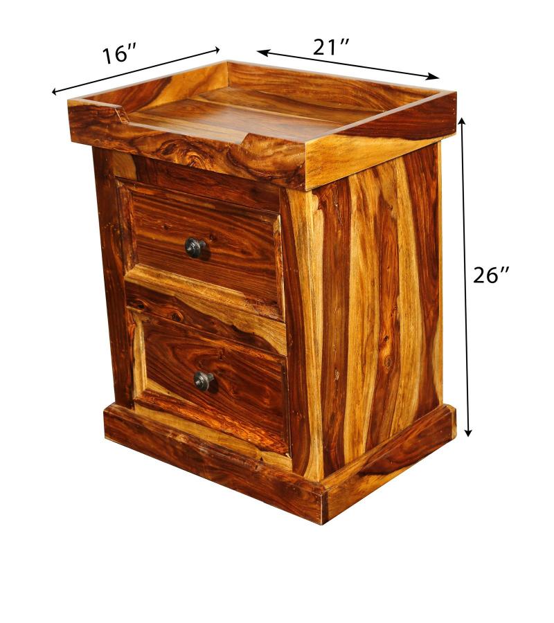 SOLID ROSEWOOD NIGHTSTAND W/ TRAY TOP END TABLE