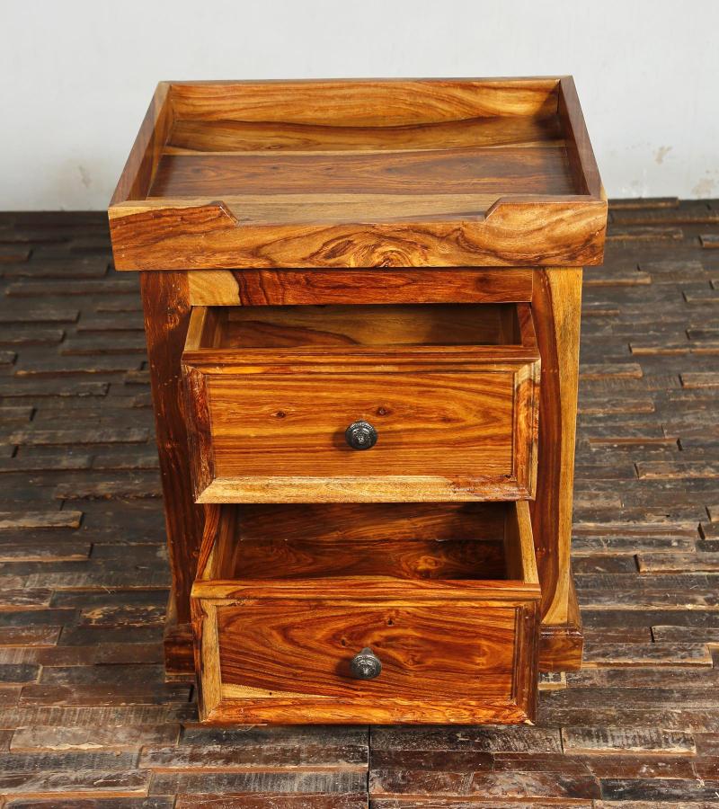 SOLID ROSEWOOD NIGHTSTAND W/ TRAY TOP END TABLE