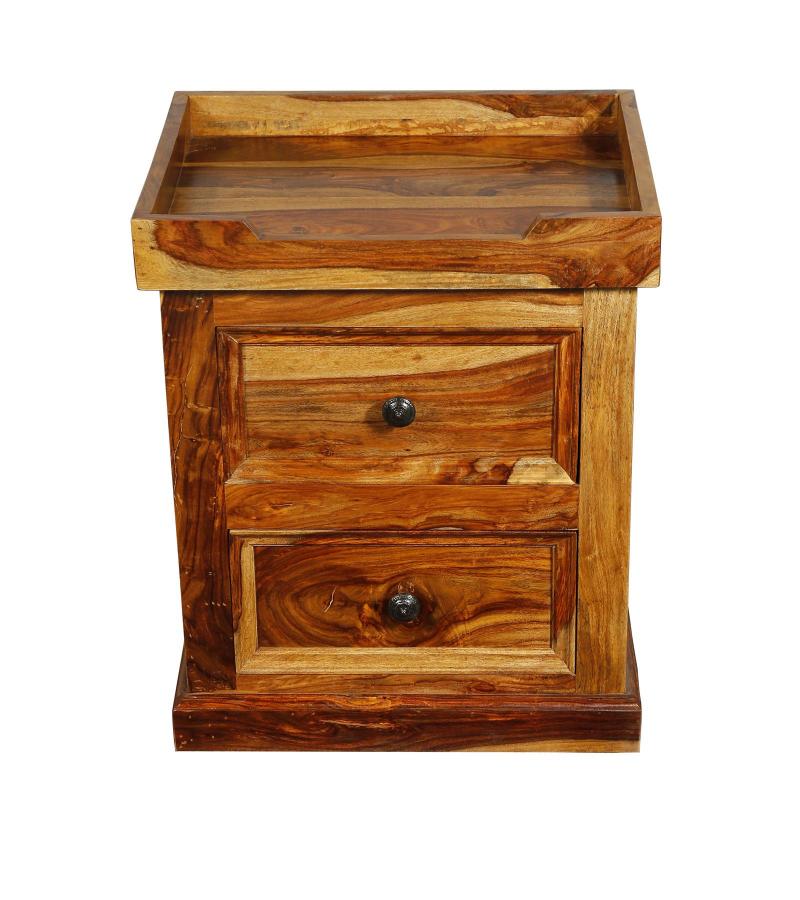 SOLID ROSEWOOD 2 DRAWER W/ TRAY END TABLE / NIGHTSTAND
