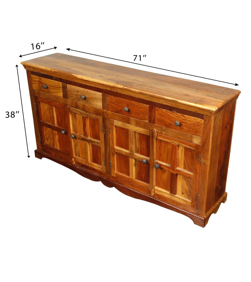 SOLID RECLAIMED TEAK 4 DRAWER 4 DOOR SIDEBOARD