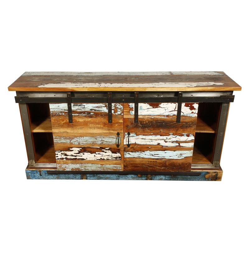 SOLID RECLAIMED TEAK SIDEBOARD W/ SLIDING DOORS