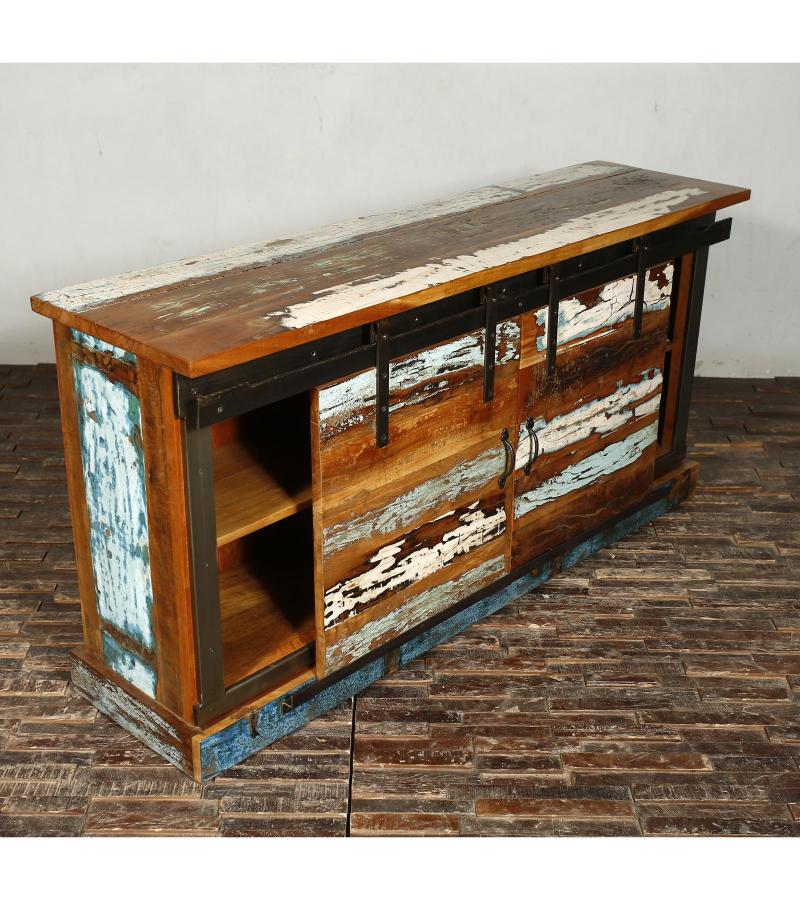 SOLID RECLAIMED TEAK SIDEBOARD W/ SLIDING DOORS