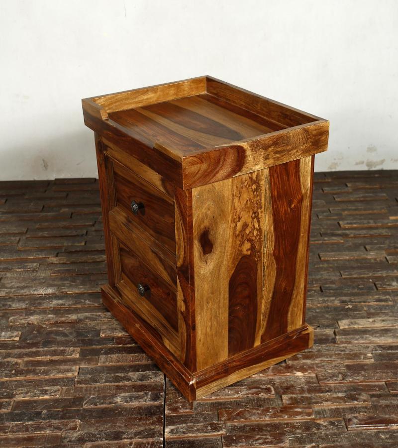 SOLID ROSEWOOD NIGHTSTAND END TABLE W/ TRAY TOP