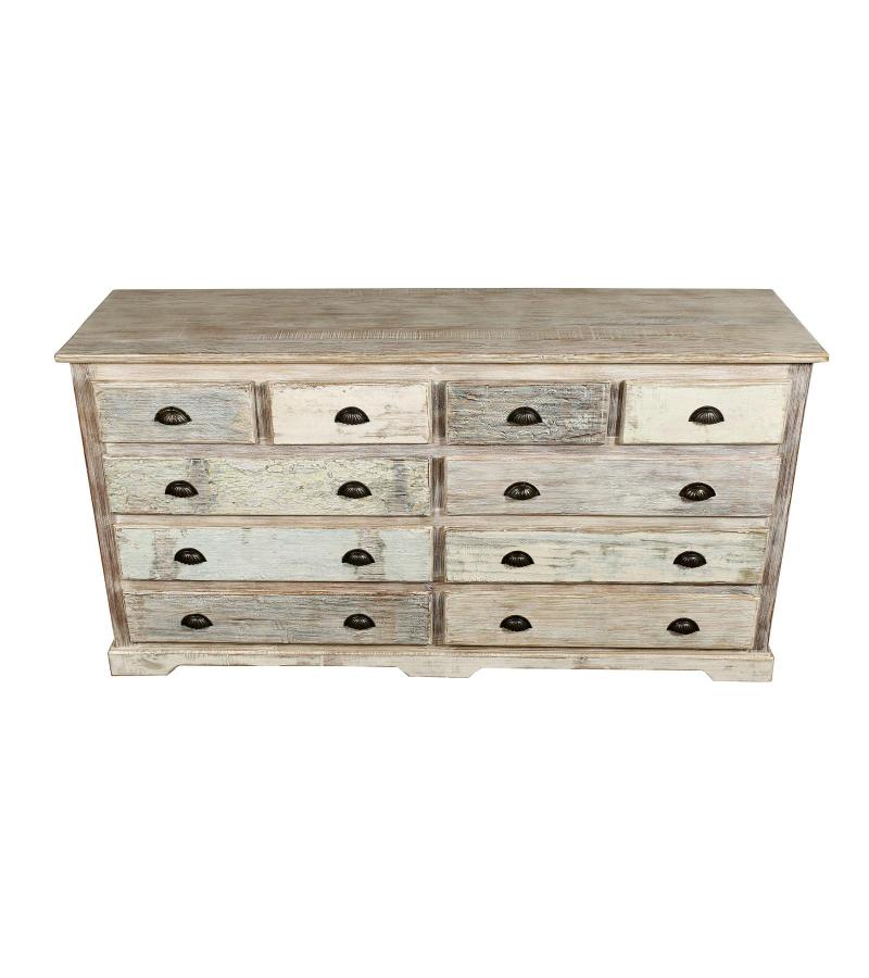 SOLID RECLAIMED TEAK WOOD 10 DRAWER DRESSER CHEST BUREAU SIDEBOARD