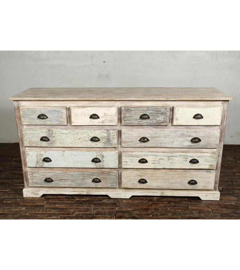SOLID RECLAIMED TEAK WOOD 10 DRAWER DRESSER CHEST BUREAU SIDEBOARD