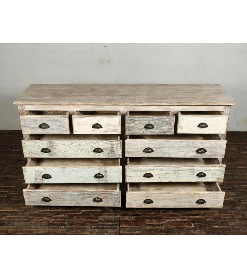 SOLID RECLAIMED TEAK WOOD 10 DRAWER DRESSER CHEST BUREAU SIDEBOARD