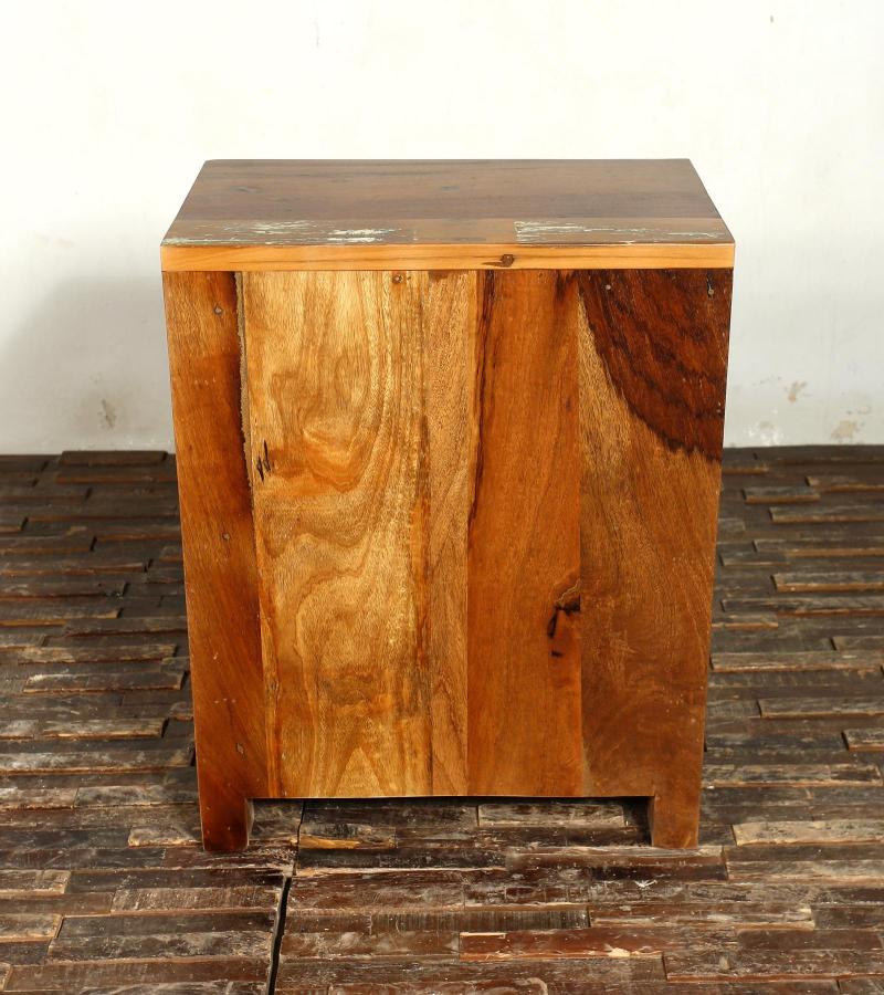 SOLID RECLAIMED TEAK WOOD END TABLE / NIGHTSTAND W/ 3 DRAWERS