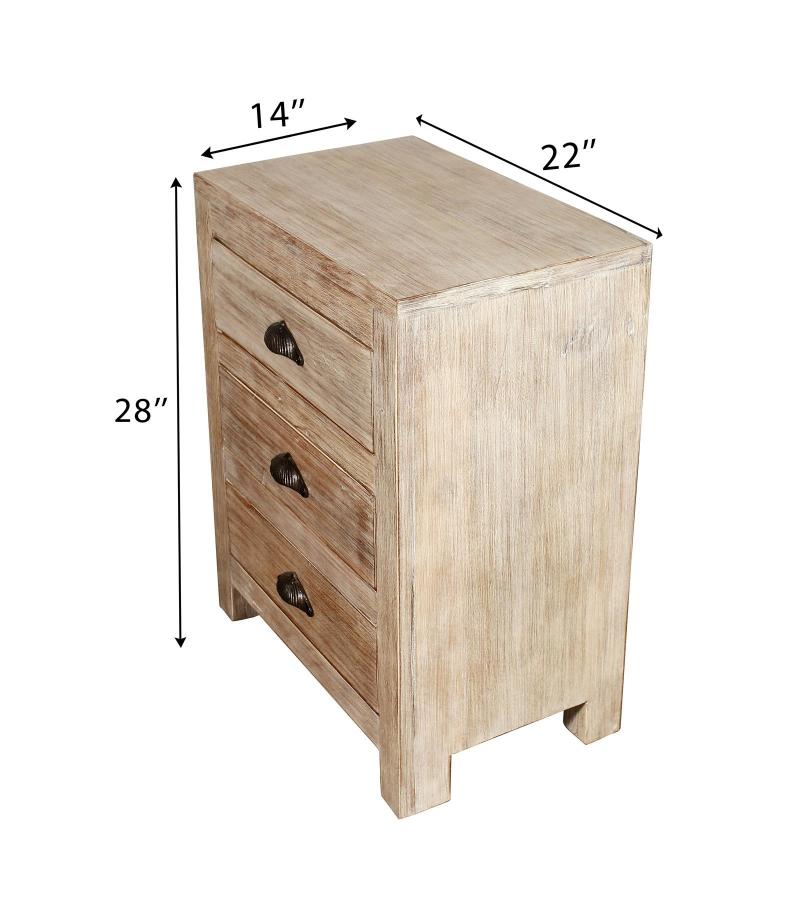 SOLID RECLAIMED TEAK WOOD END TABLE / NIGHTSTAND W/ 3 DRAWERS