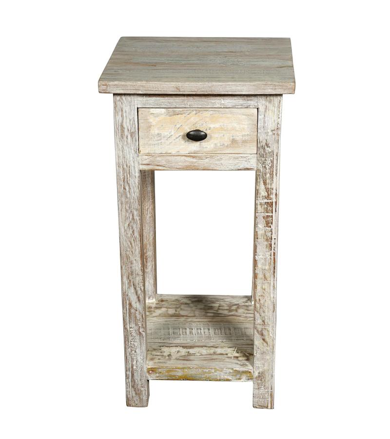 SOLID RECLAIMED TEAK WOOD END TABLE W/ DRAWER